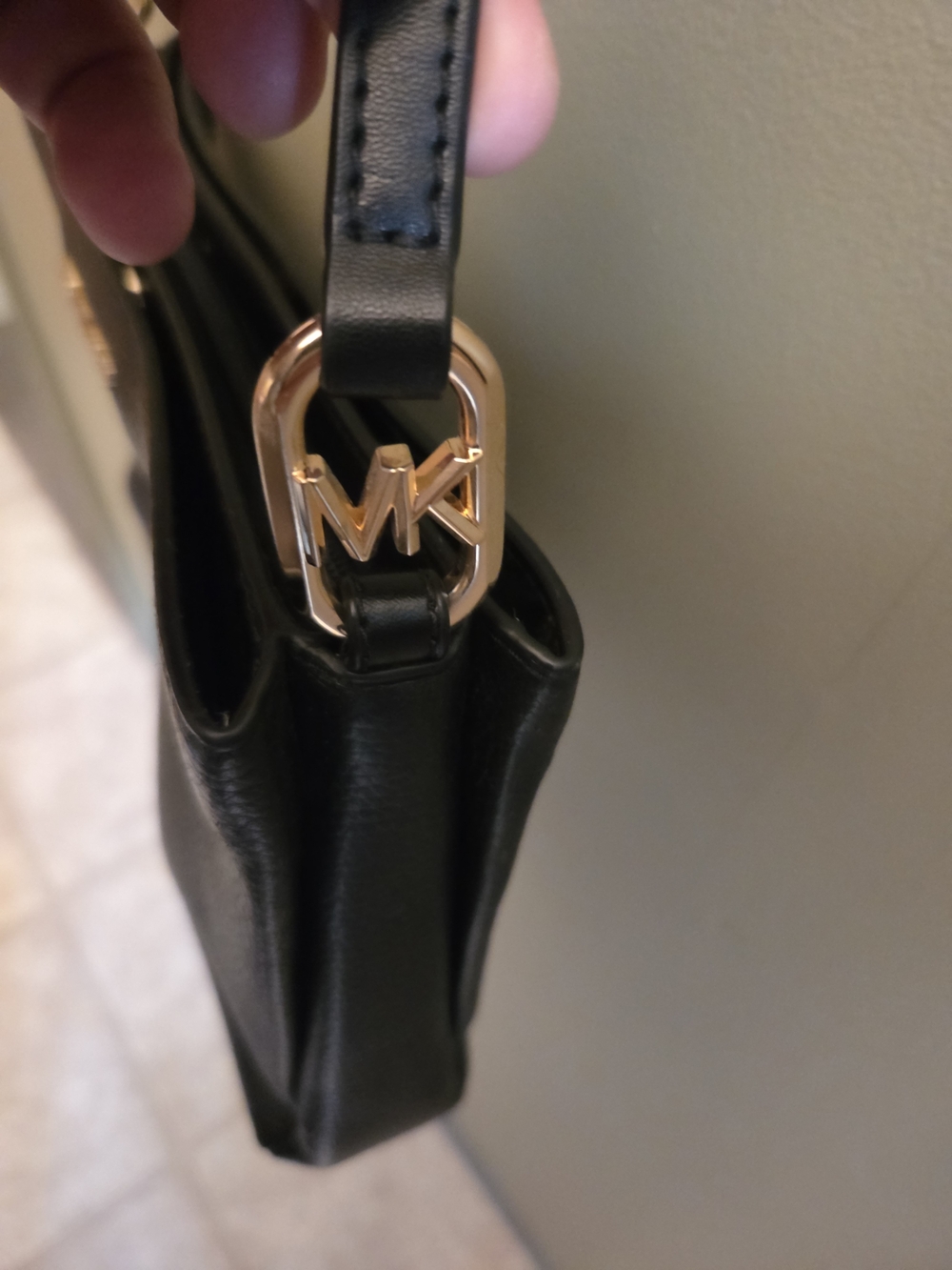 Michael Kors Black Pebbled Leather Crossbody with Gold Hardware - Picture 3 of 4